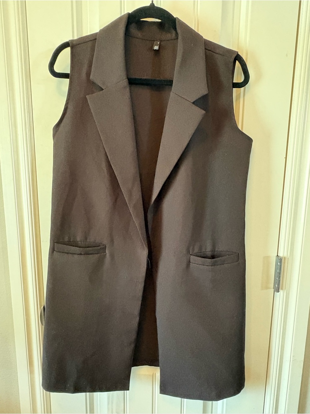 Tailored Sleeveless Long Vest in Brown